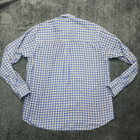 Turtleson Men's Blue Yellow Plaid Button Up Dress Shirt Size L - Picture 2 of 14